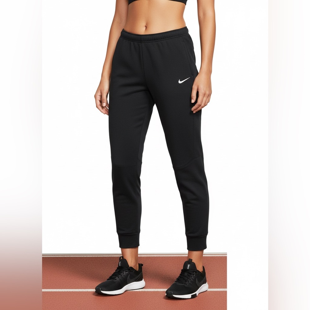 Nike Dri Fit joggers Black medium Drawstring elastic Waist polyester pockets